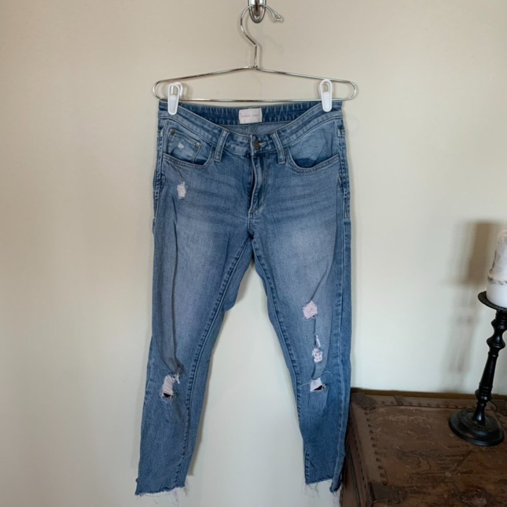 Gilded Intent Frayed Hem Skinny Jeans